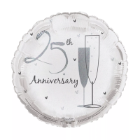 Silver Wedding 25 Years Balloon - Why not add a Helium Balloon to your flowers! **Please note: Our Balloon designs vary, the picture shown is for illustration purposes and may not be the actual balloon we send out.**