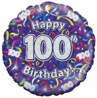 100th Birthday Balloon - Why not add a Helium Balloon to your flowers! **Please note: Our Balloon designs vary, the picture shown is for illustration purposes and may not be the actual balloon we send out.*