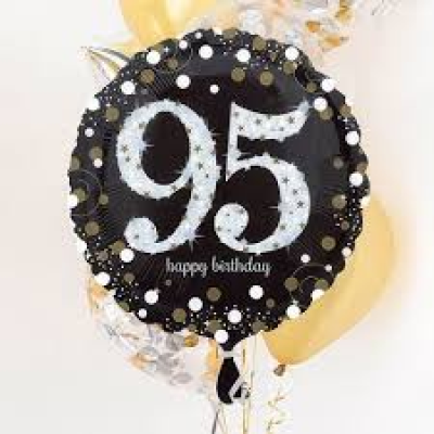95th Birthday Balloon - Why not add a Helium Balloon to your flowers! **Please note: Our Balloon designs vary, the picture shown is for illustration purposes and may not be the actual balloon we send out.*